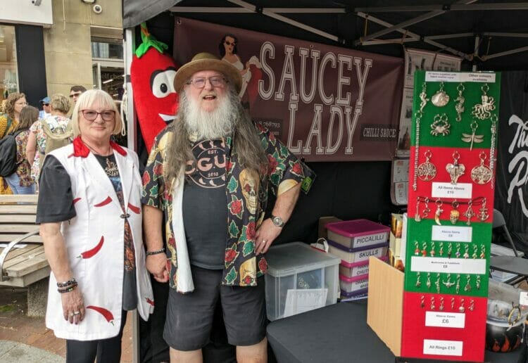 Kaz and Whiskers, from Reading, have attended every Chilli Fest in the town since its inauguration with their business, Saucey Lady. Picture: Jake Clothier