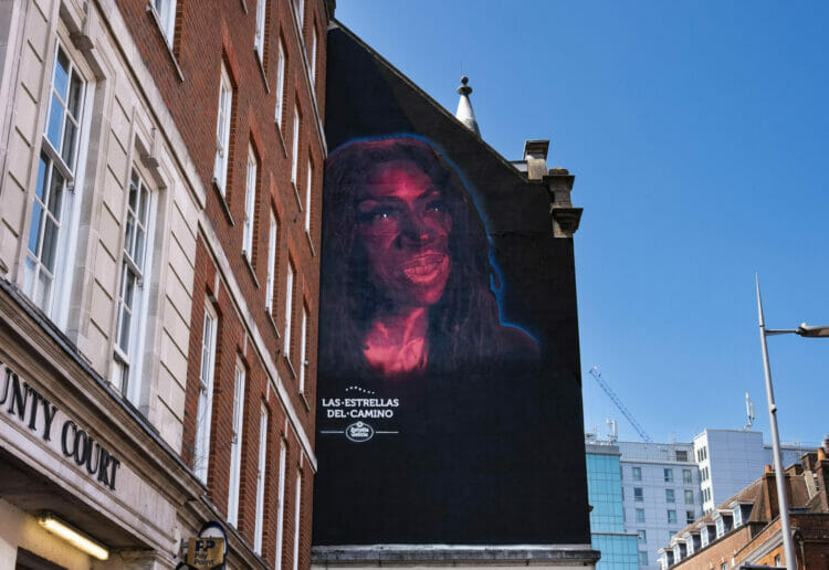 The mural of Heather Small that is starting to appear on the side of Haslams' Friar Street offices Picture: REDA