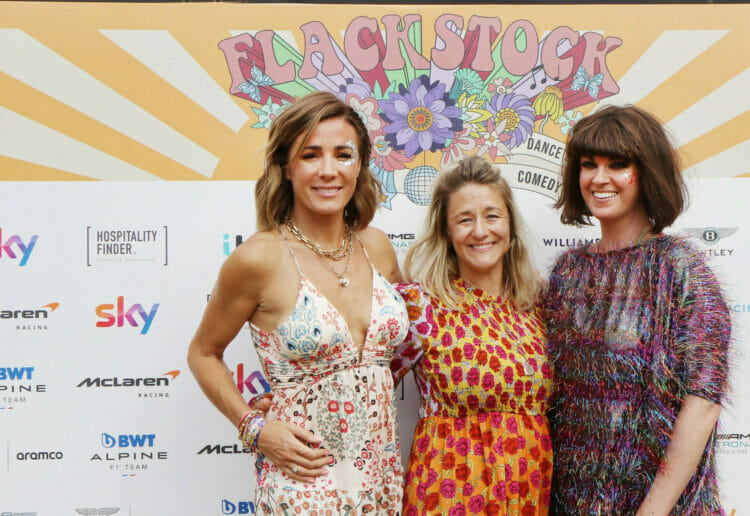 Natalie Pinkham, Jody Flack, and Dawn O'Porter at Flackstock 2022. Flackstock is returning to Englefield House on Monday, July 24. Picture: Dijana Capan/DVision Images