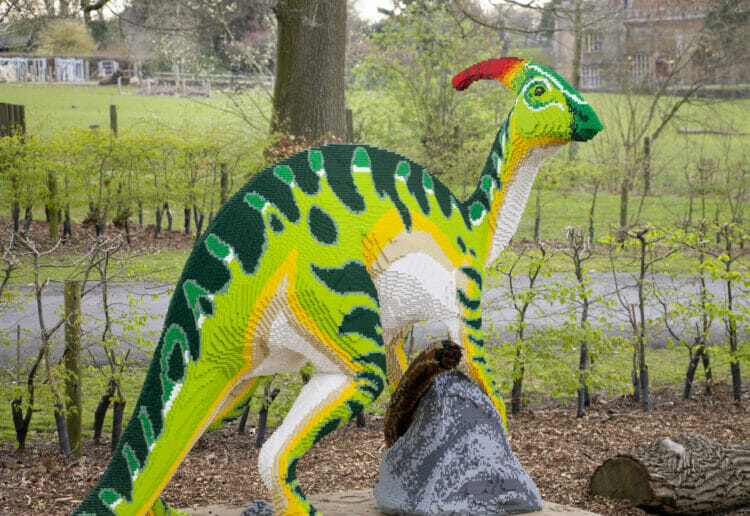 The Parasaurolophus is one of several dinosaurs coming to Reading this summer. It is made of 118,000 toy bricks. Picture: BRICKLIVE