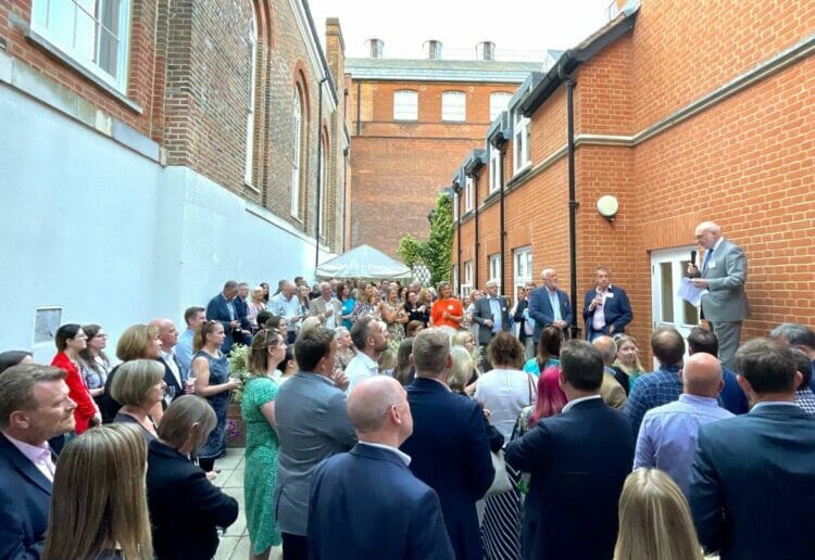 Blandy & Blandy's chairman and partner Nick Burrows gives a speech to celebrate the law firm's 290th anniversary