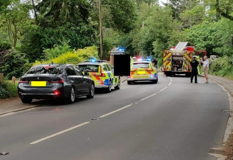 The collision took place on Reading Road just before 2pm on Sunday. Picture: Gareth Rees