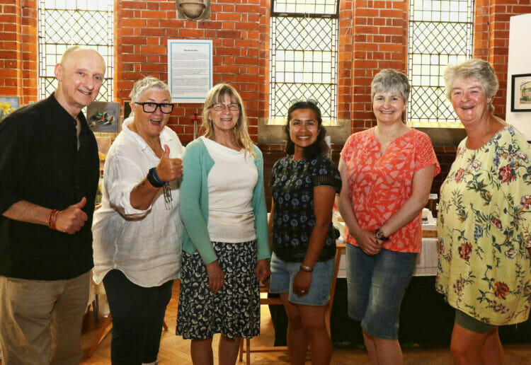 Reading Today 17th June 2023; Summer Exhibition at Redlands Parish Hall; Some of the exhibitors artists' Michael, Leslee, Janina, Sayani, Anne and Therese