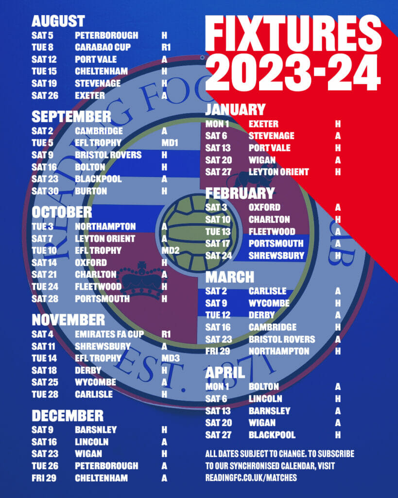 Reading FC 2023/24 League One fixture list Royals host Posh on opening