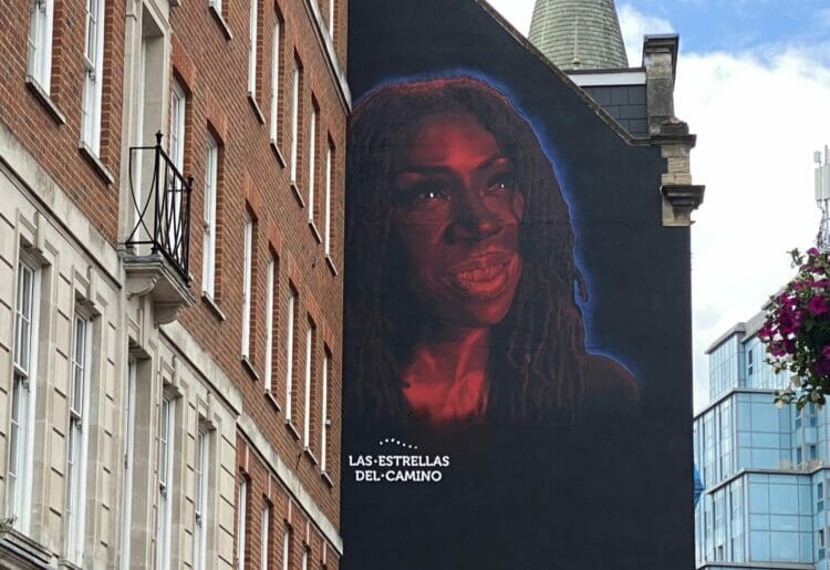 The image of Heather Small has been painted onto the Friar Street offices of Haslams to mark the start of the Camino de Santiago pilgrimage route Picture: Phil Creighton