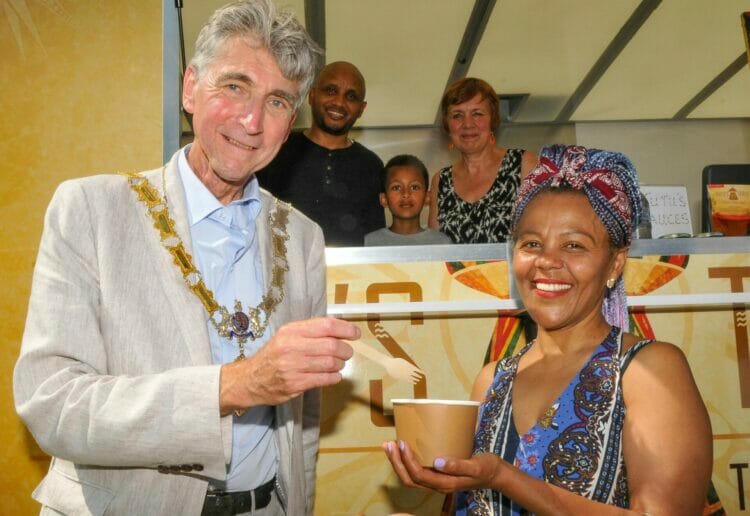 Mayor of Reading Cllr Tony Page with Tutu Melaku, owner of Tutu's Ethiopian Table. Picture: Steve Smyth