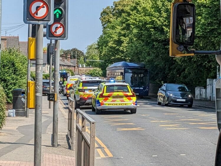 A number of emergency vehicles, including multiple ambulances and Thames Valley Police cars are currently on the scene in London Road following an incident.