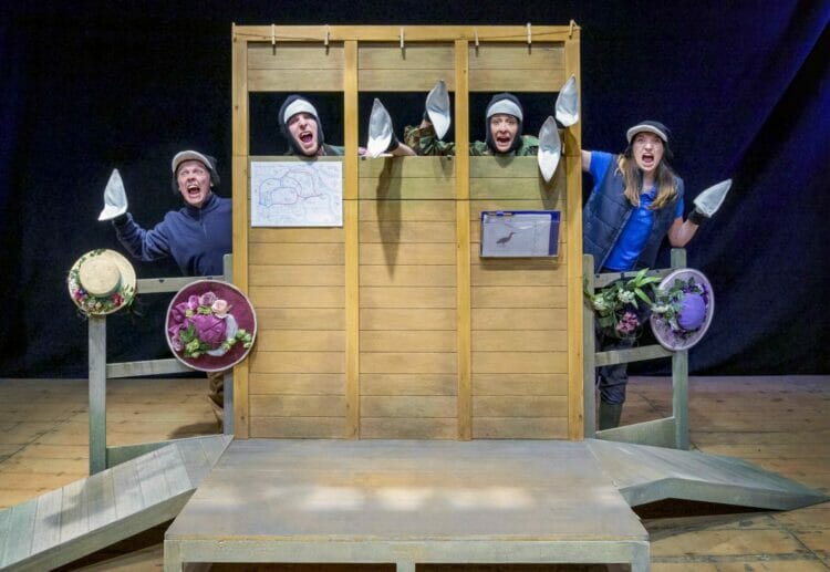 Harvey Badger Eddie Ahrens Rachel Hammond Hannah Baker in Mikron theatre's new play, Twitchers Picture: Robling Photography
