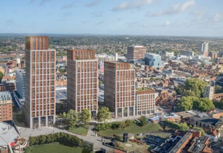 Broad Street Mall CGI showing the potential new towers Picture: AEW McLaren Living