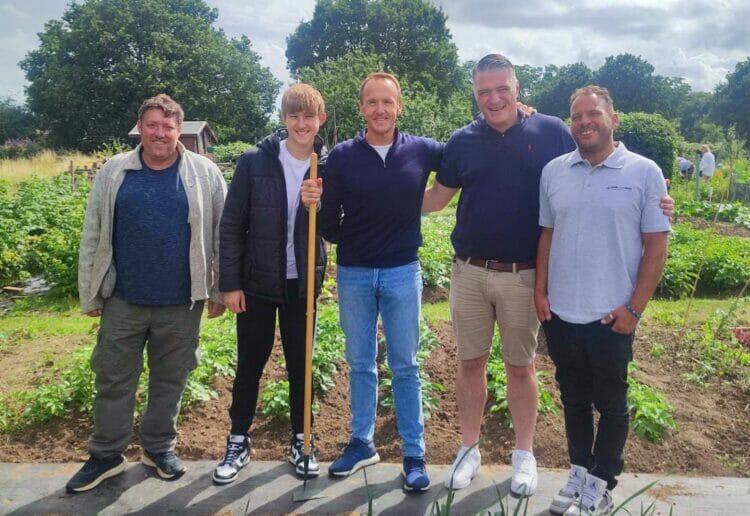 John Sykes, Founder & Chair of Trustees, ?Little John? Sykes, Tony Attwood, Chief Executive Hope & Vision along with two of Hope & Visions residents