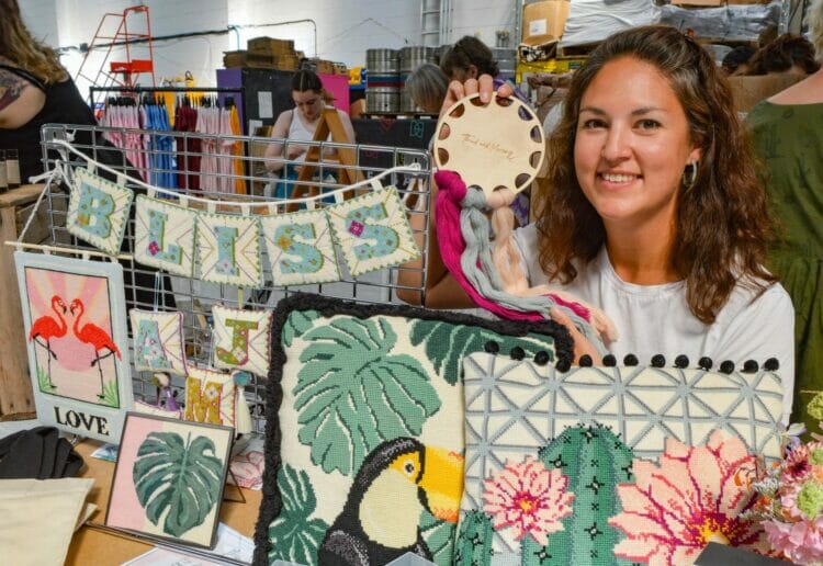 The Double-Barrelled Indie Market on Sunday.

Yasmeen Mocharrafie with her craftwork.