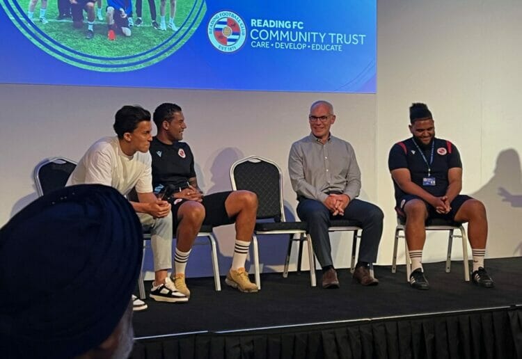 Reading FC defender Tom McIntyre (left) took part in a Q&A. Picture: Ji-Min Lee