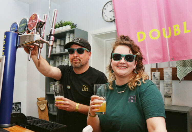 The team from Double-Barrelled giving it both barrells at the festival. Picture: Dijana Capan/DVision Images