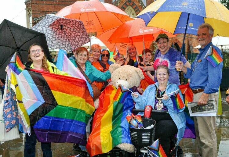 Show your stripes: attendeees waving the flag for Pride. Picture: Steve Smyth