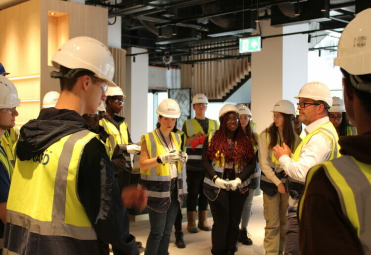 Students visiting Station Hill in Reading.