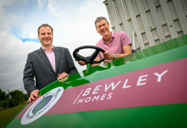 Bewley Homes? Land Director Geoff France and Robert Hodson from MortimerWest End Cricket Club.