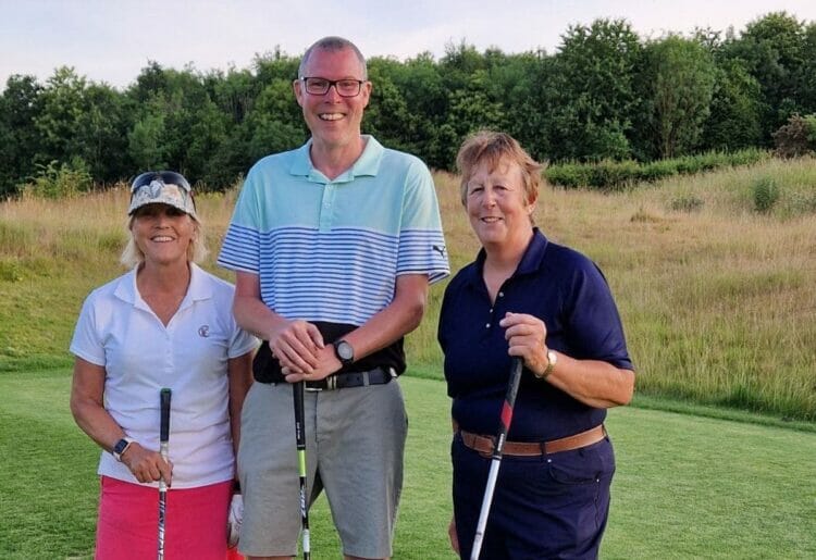 Jason MacBeth with club captains Hilary Rusby and Cathy Jones at The Caversham. Picture: Courtesy of Reading Family Aid