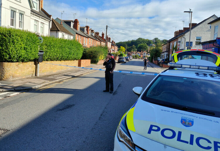 Police still attending the scene in Hemdean Road, Caversham. Picture: Jason Collie