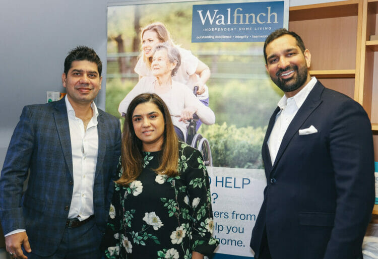 Ghizlane Tadili, owner of Walfinch home care service in Wokingham & Reading, (centre) with Walfinch CEO Amrit Dhaliwal (right). Picture: Walfinch