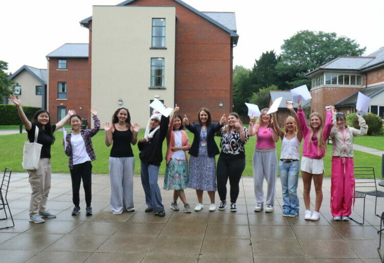 Students at Queen Anne's School collecting their results. Picture: Queen Anne's School