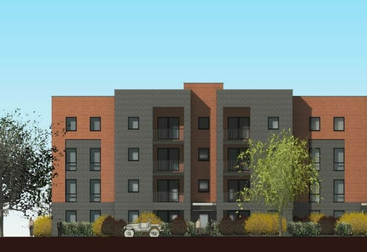An artist's impression of what the 80 flats proposed for the car park of the Tesco Extra on Portman Road Picture: WJ McLeod Architects
