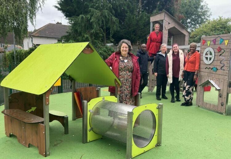 Councillors celebrating the launch of the play area in Lulworth Road Picture: Reading Borough Council