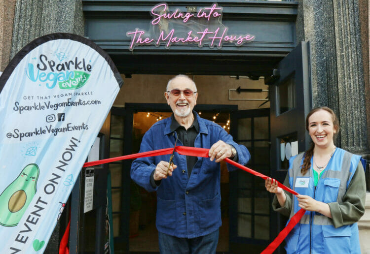 Peter Egan officially opens the Vegan Festival 2023 in Reading; Picture: Dijana Capan/Dvision Images