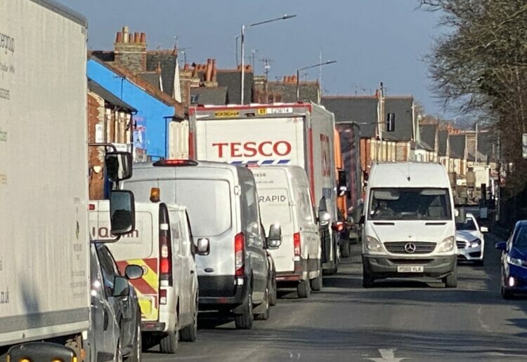 Traffic jams on A4 London Road caused by Network Rail's work on the 106-year-old railway bridge. The work will finish in May Picture: Phil Creighton