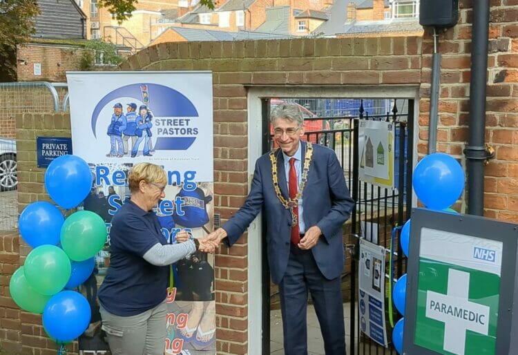 Reading Street Pastors co-ordinator Sally Leonard and mayor of Reading Cllr Tony Page unveiling Reading Safe Space on Thursday, October 5. Picture: Jake Clothier