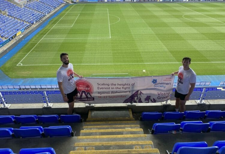 James Hammond, Senior Technical Manager and Steve Rhodes, Technical Manager in the Select Car Leasing Stadium after completing their 48 flights of stairs