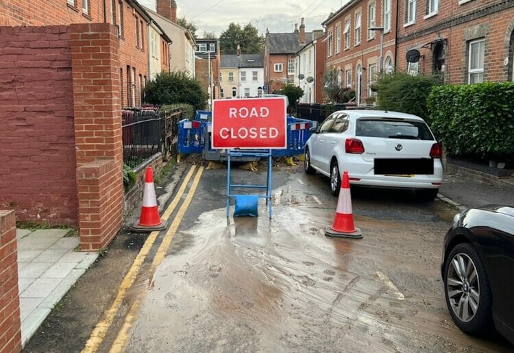 Newark Street is currently closed while Thames Water repair a water leak. Picture: Ji-Min Lee