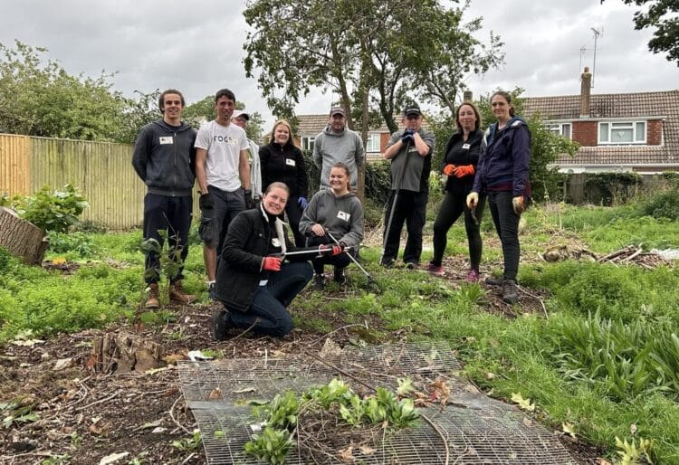 Fourteen volunteers took part in the clean up of the site ahead of planned green projects at Little Heath School. Picture: Little Heath School