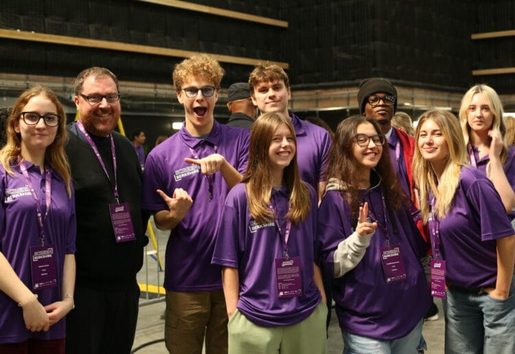 From left, media student Lera Coicev, Media teacher Sean Daniels, Media students Alex Deacon, Max Hardwick, Edward Adeyemi, and Ella Doyne. Second row: Media students Rebecca Hoad, Amabilli Nascimento and Sofi Shelby. Picture: Activate Learning