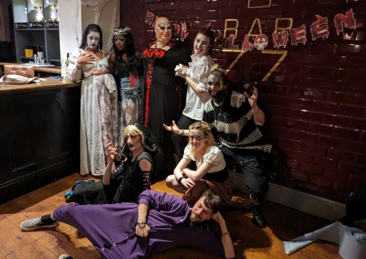 Host Big Jay with performers and fellow members of their drag house, the House of Big. Picture: Jake Clothier