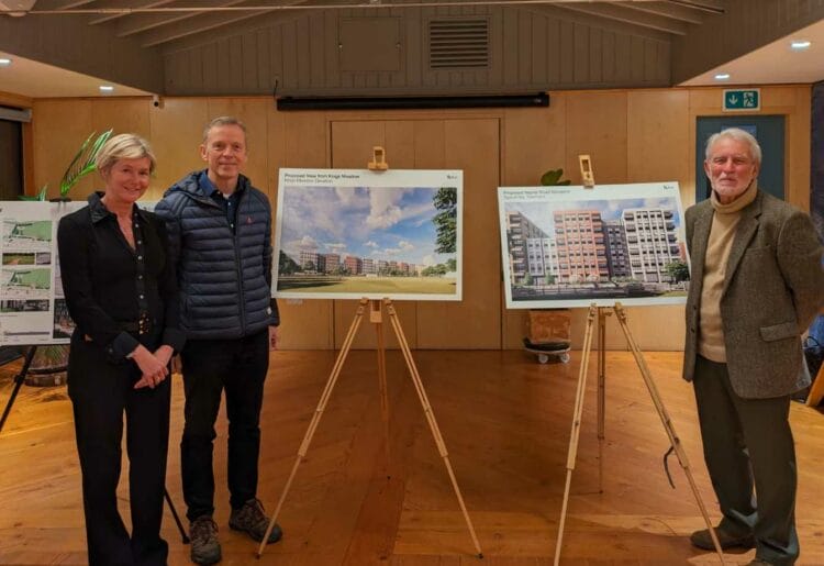 Reading East MP Matt Rodda with Richard Bennett of Reading Civic Society and Rachel Wood of Sladen Estates