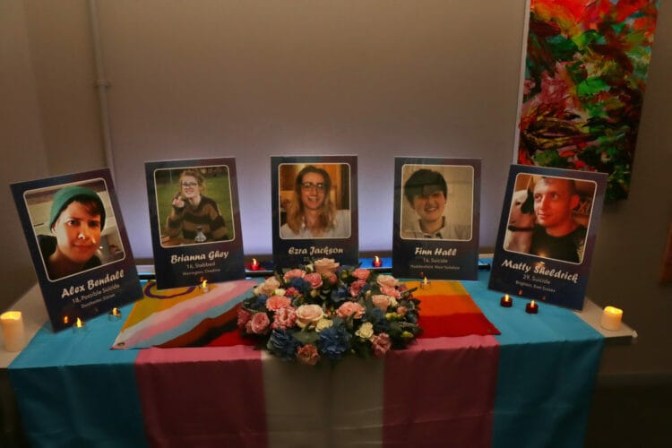 The memorial to Alex Bendall, Brianna Ghey, Ezra Jackson, Finn Hall, and Matty Sheldrick. Picture: Dijana Capan/Dvision Images