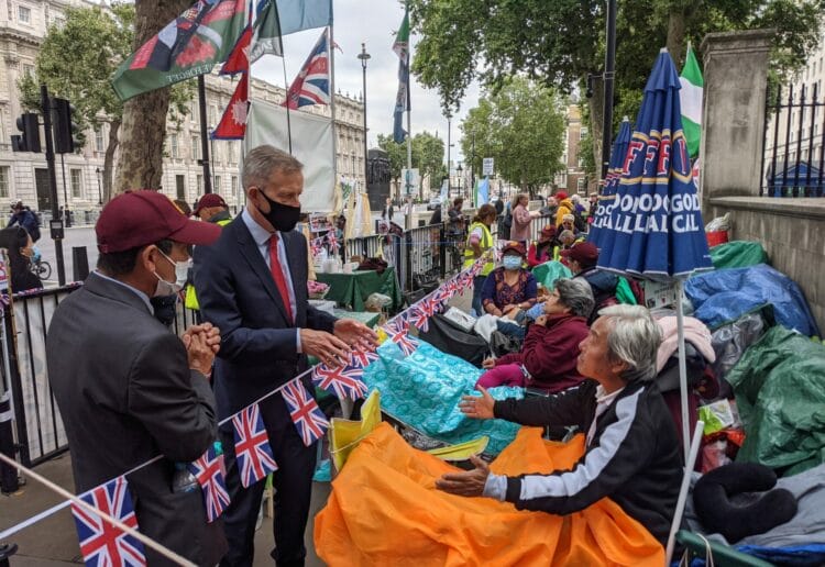 Reading East MP Matt Rodda speaking with Gyanraj Rai during the Gurkha hunger strike in 2021 Picture: Office of Matt Rodda