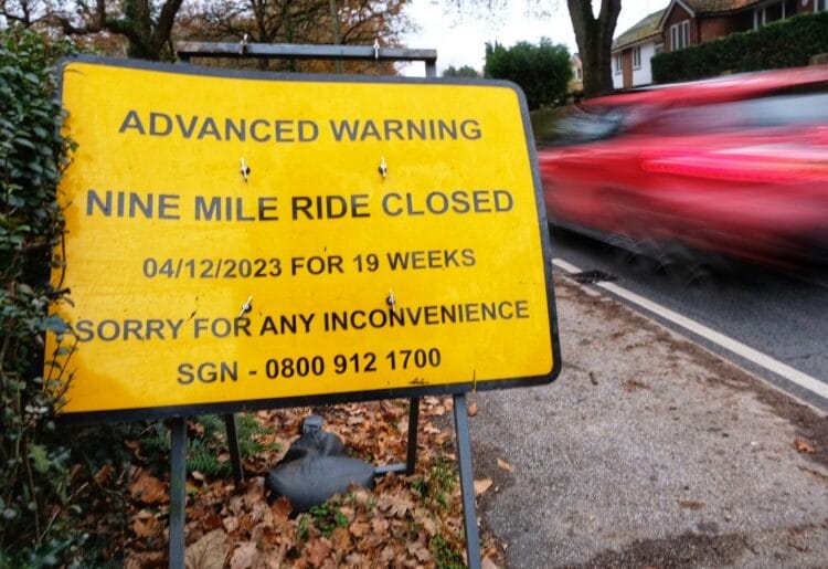 Signs have already gone up on Nine Mile Ride in Wokingham Without. Pic: Andrew Batt.