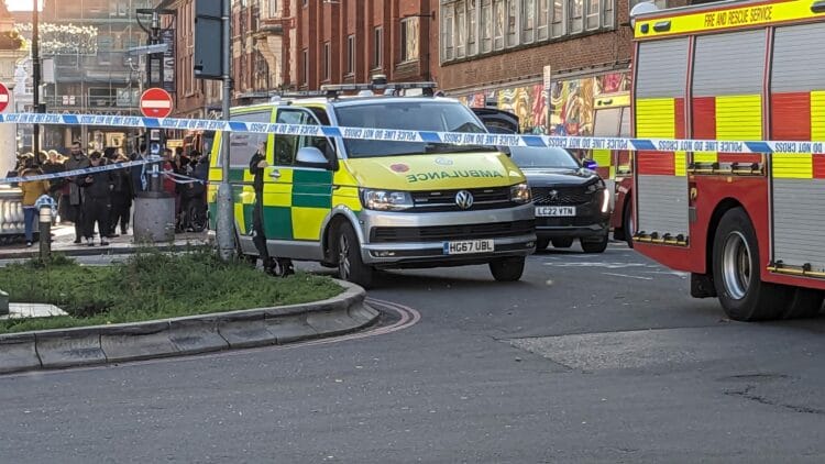 Emergency crews have closed roads in Reading Town Centre Picture: Jake Clothier