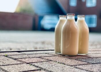 Milk bottles on a doorstep