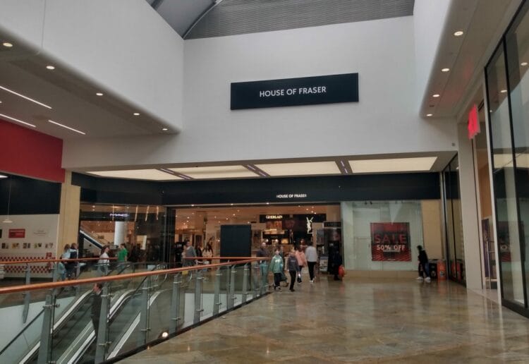 The House of Fraser in The Oracle shopping centre, Reading, which could be divided into three units. Credit: UGC.