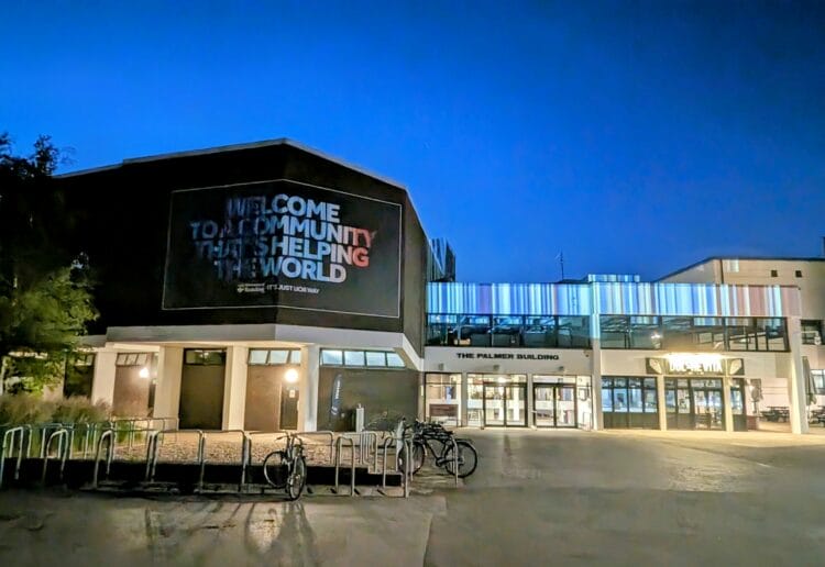 The Palmer Building was one of many at the University that was illuminated with the stripes. Picture: University of Reading