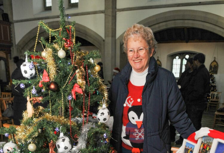 The Christmas Tree Festival and Wassail at St. Mark's Church
in Reading on Saturday.

Hilary Pitcher with her and her husband Norman's  tree featuring walking football.