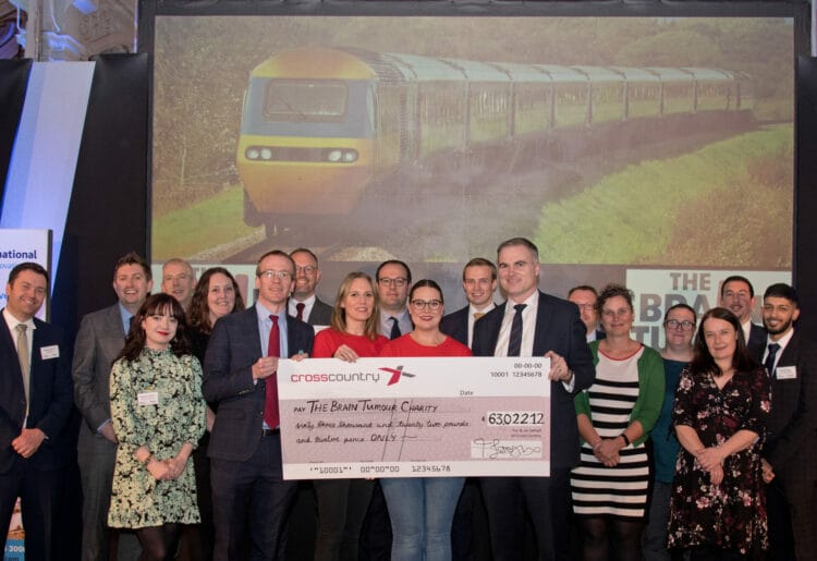 CrossCountry and Modern Railways present fundraising cheque to The Brain Tumour Charity