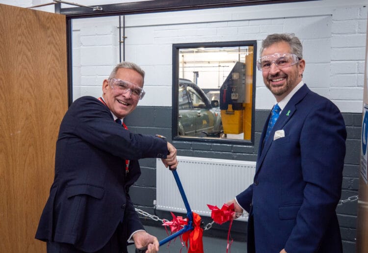 Declaring the new construction and engineering workshop open at Reading College and University Centre