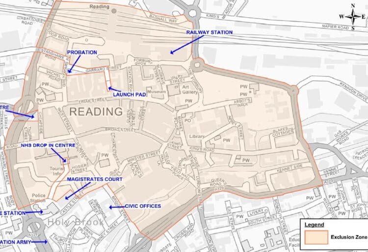 The Section 35 order comes into effect around central Reading from noon on Tuesday, December 13. Picture: Thames Valley Police