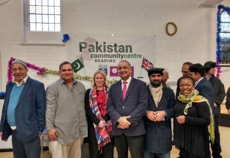 Kamran Saddiq, chair of the Reading Private Hire Association, Mian Saleem, chairman of the Reading Pakistan Community Centre, and councillors Rachel Eden and Wendy Griffith at the Reading Pakistani Community Centre Christmas Party Picture: Local democracy reporting service