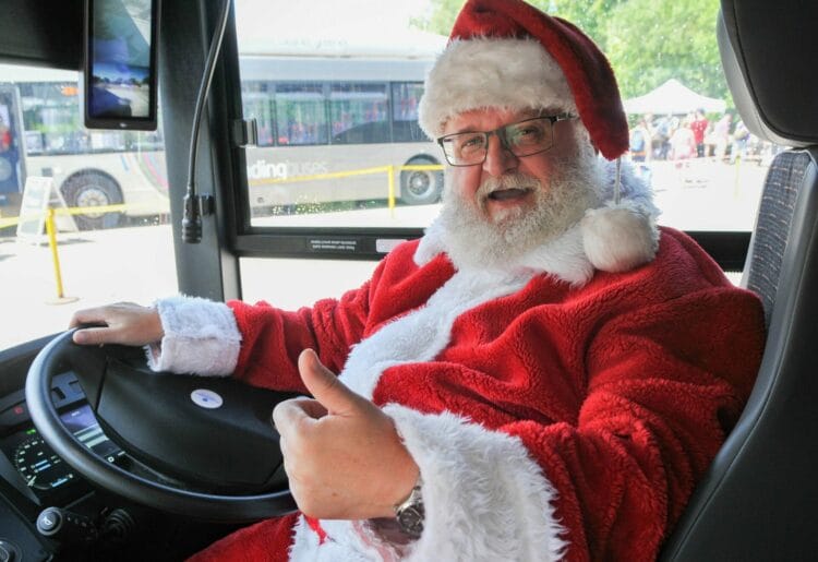 Driver Mark Shaw bringing a bit of festive fun to proceedings. Picture: Steve Smyth
