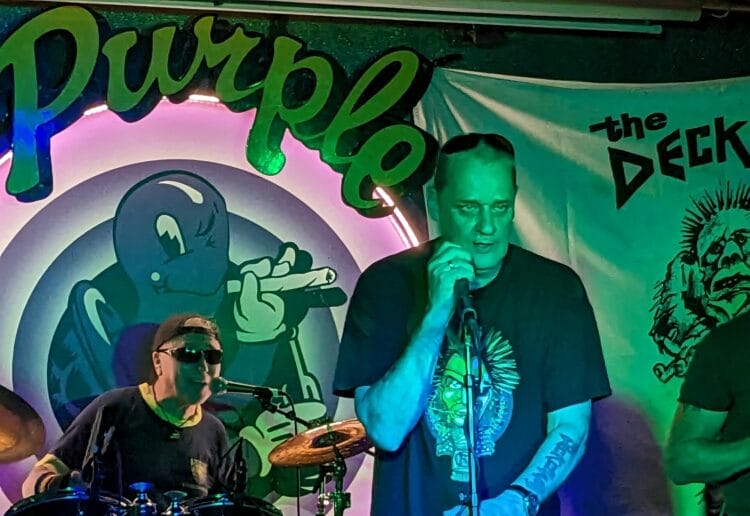 Lead singer Johnny Durex performing with The Deckchairs. Picture: Jake Clothier