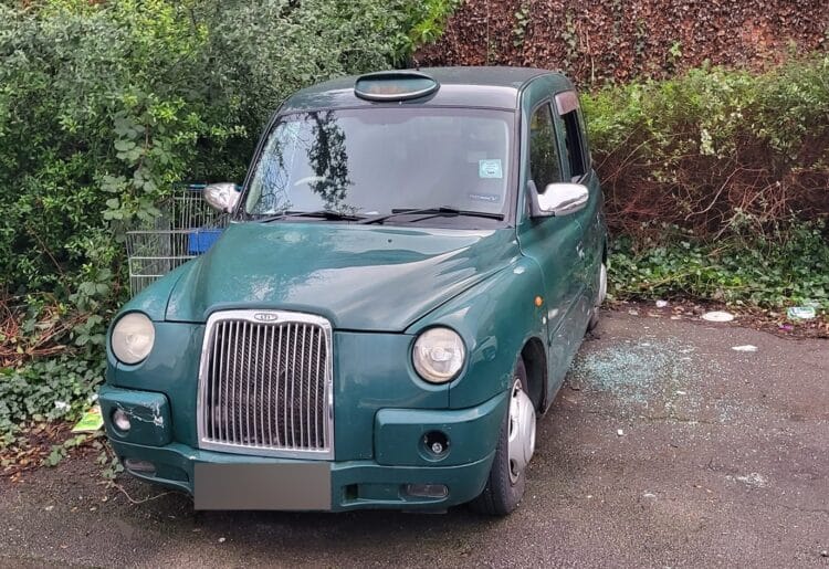 The taxi had been abandoned in a car park on Wilson Road, Reading, but has now been removed by Reading Borough Council.